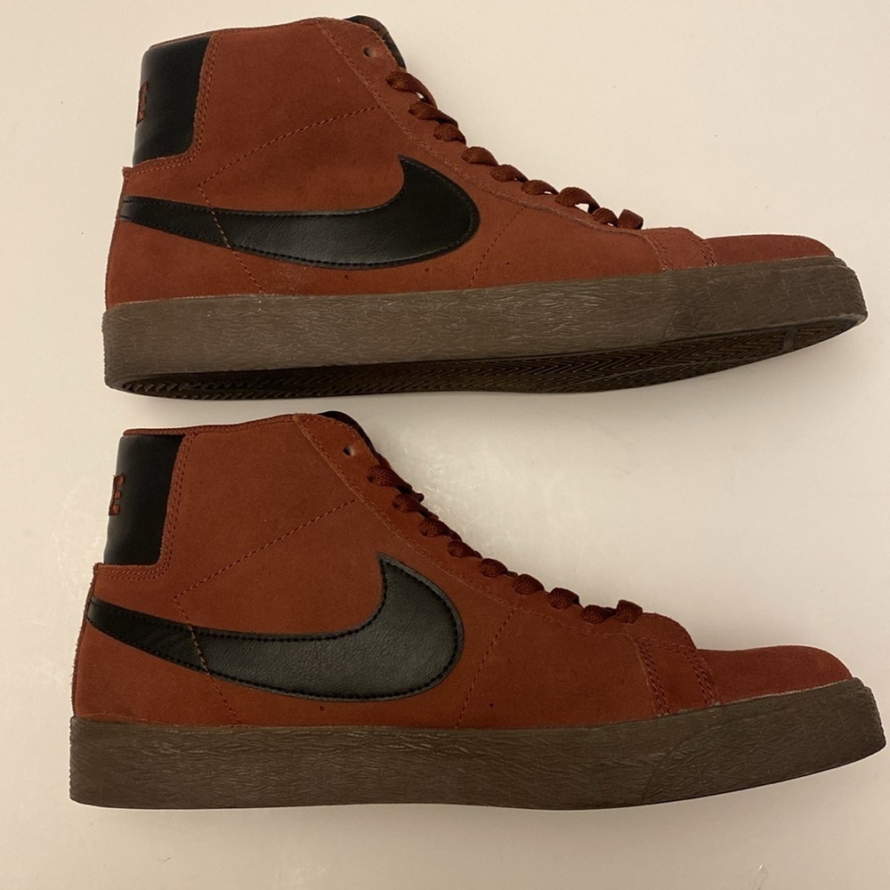 Nike SB Blazer Mid Men's Maroon Suede Leather Sneakers Size 9.5 - Picture 5 of 10